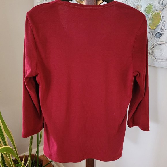 Olsen Europe Cranberry Print Top US 6 - Picture 6 of 8